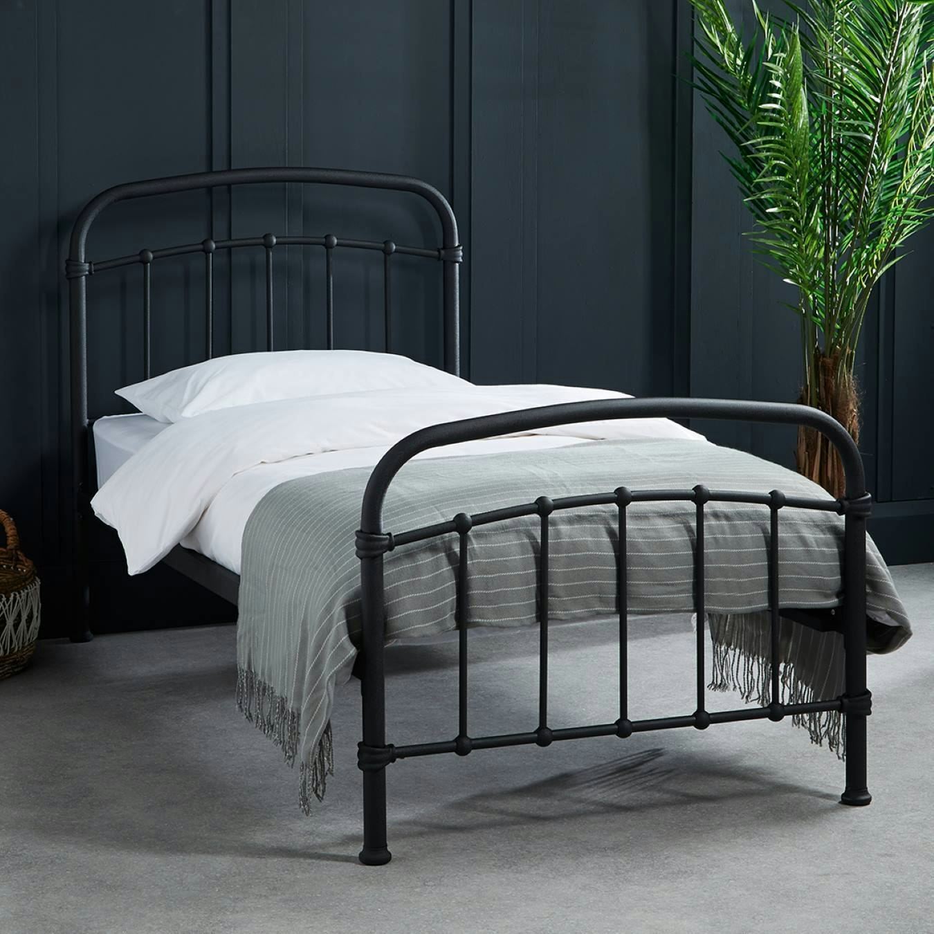 Halston Industrial Metal Bed Frame - Black by G.M Furniture