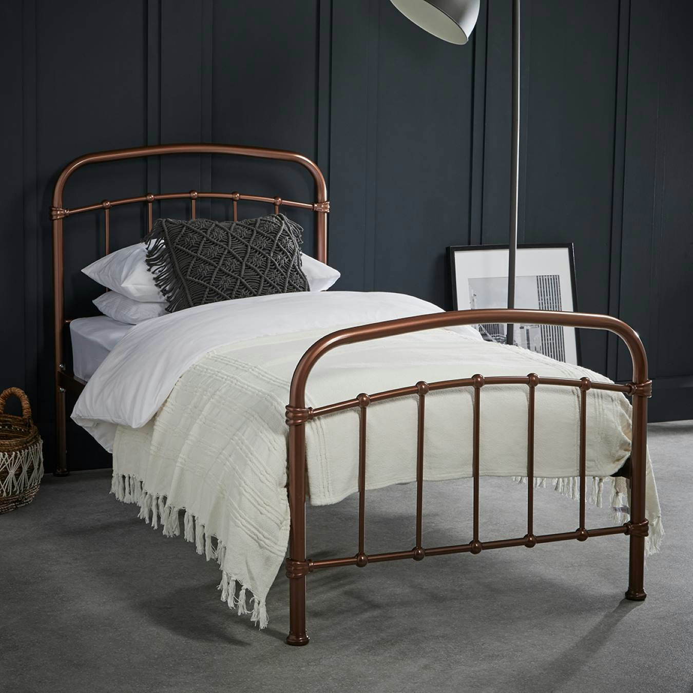 Halston Industrial Metal Bed Frame - Copper by G.M Furniture