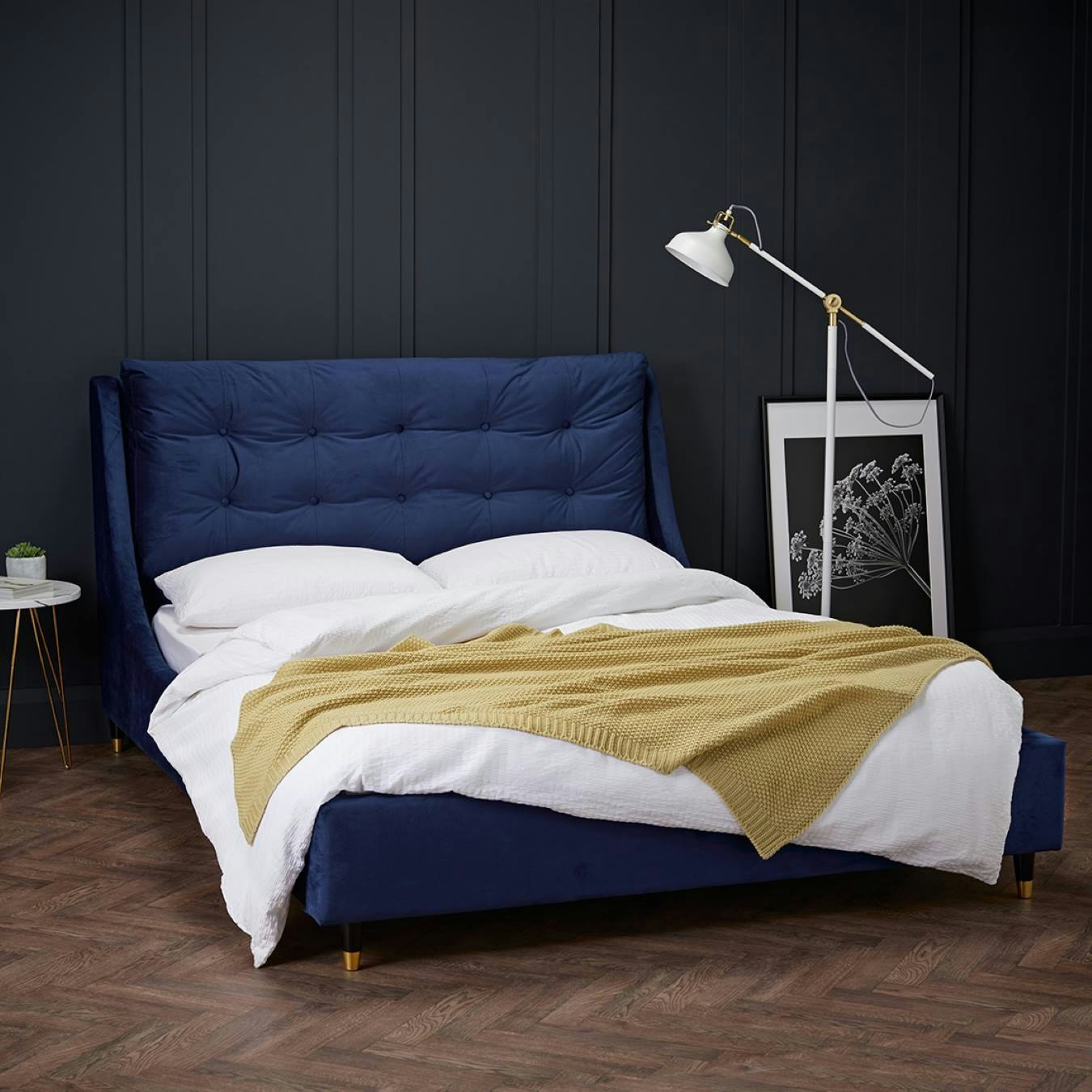 Sloane Plush Velvet Bed - Blue by G.M Furniture