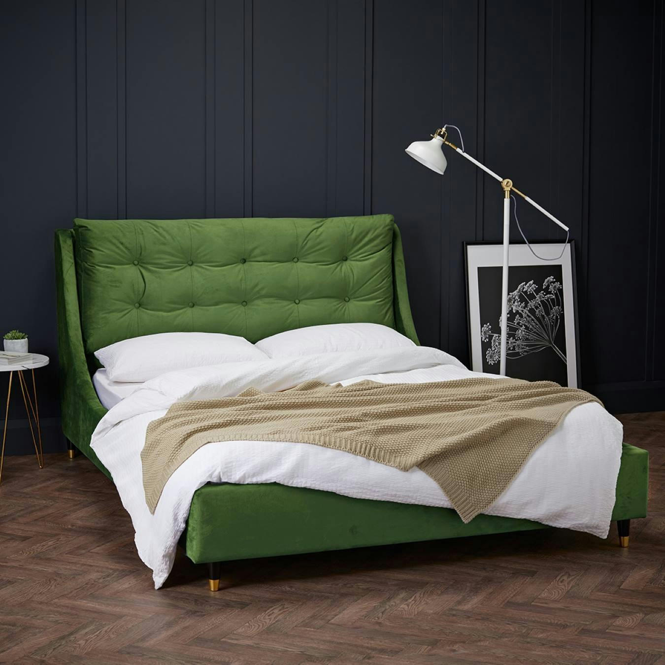 Sloane Plush Velvet Bed - Green by G.M Furniture