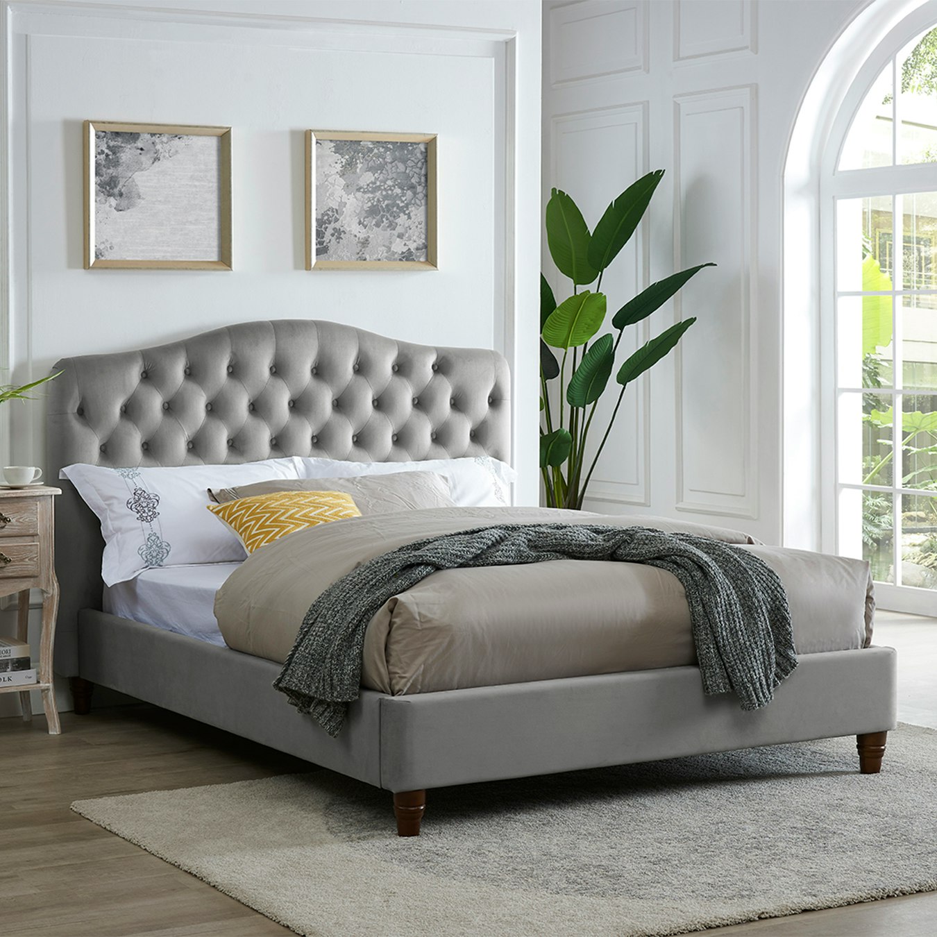 Sorrento Luxury Chenille Upholstered Bed - Cappuccino by G.M Furniture