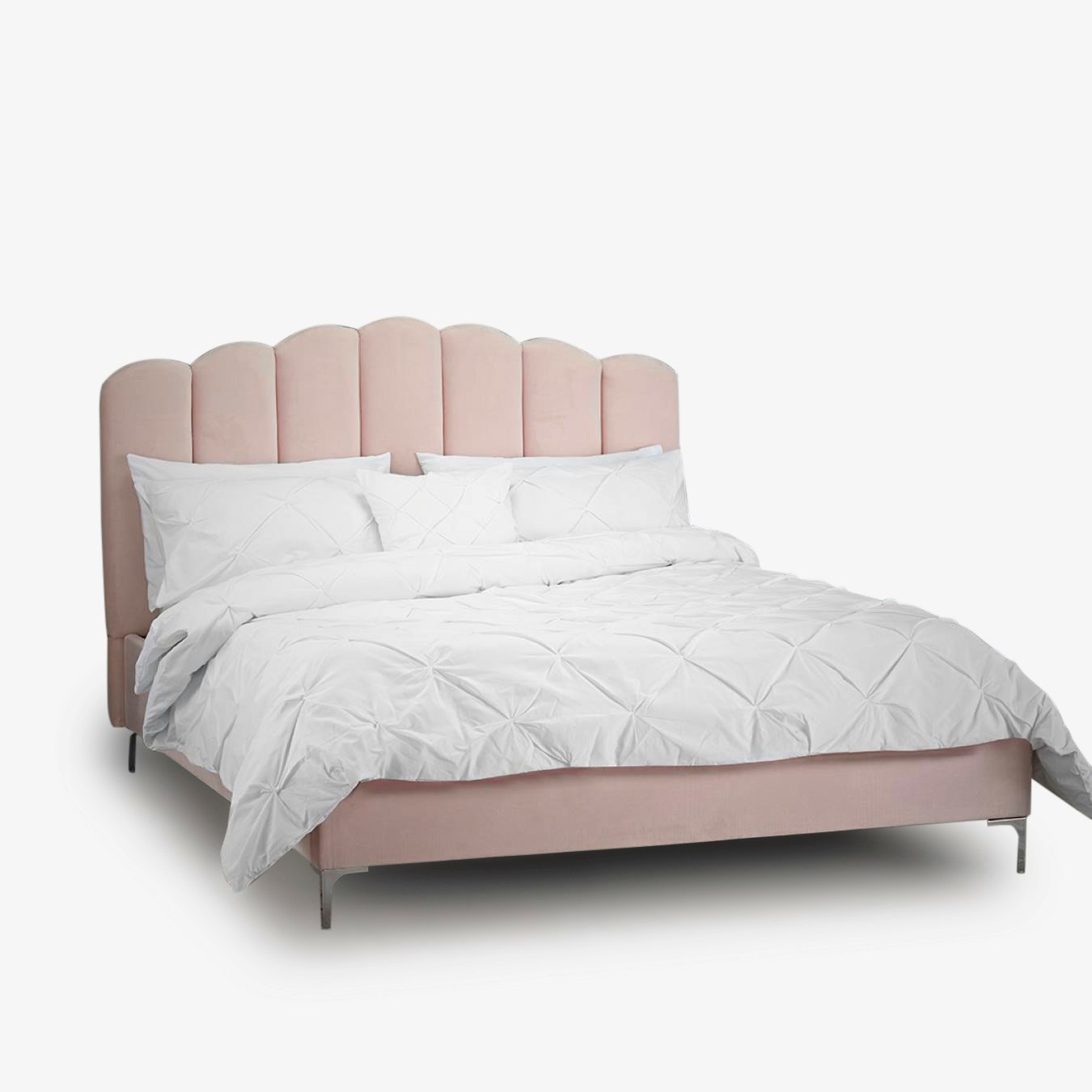 Willow Velvet Shell Curved Bed - Pink by G.M Furniture
