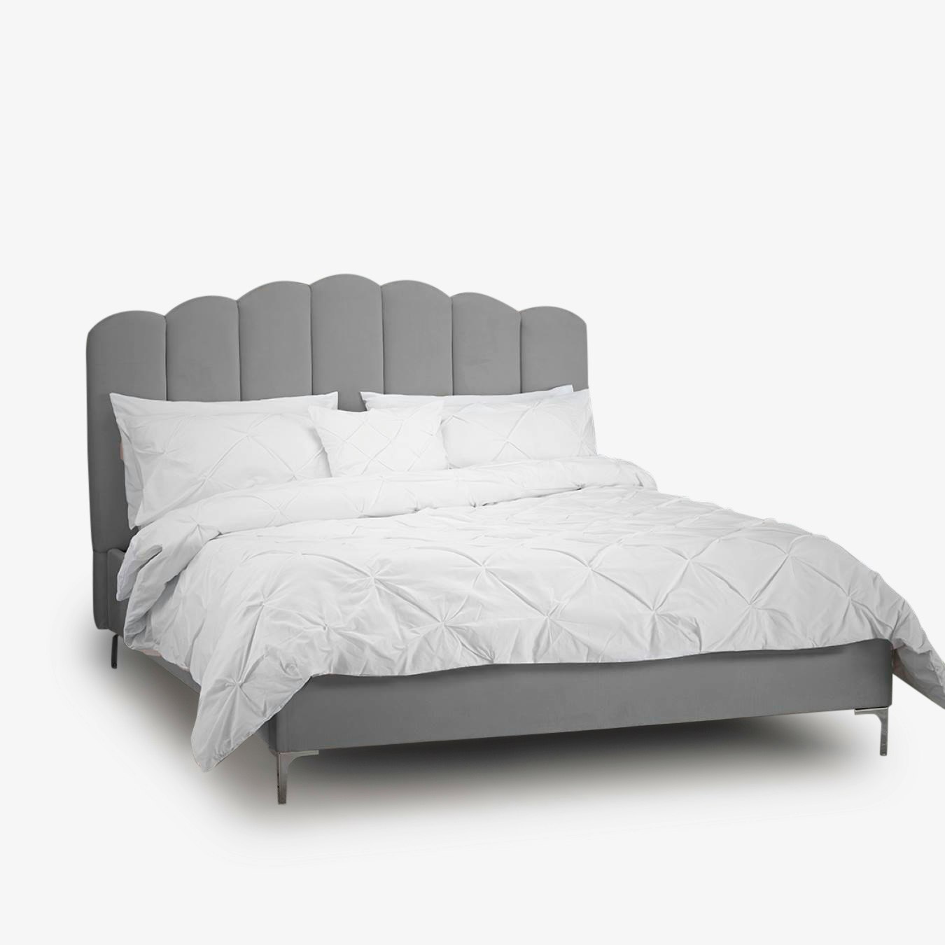 Willow Velvet Shell Curved Bed - Silver by G.M Furniture