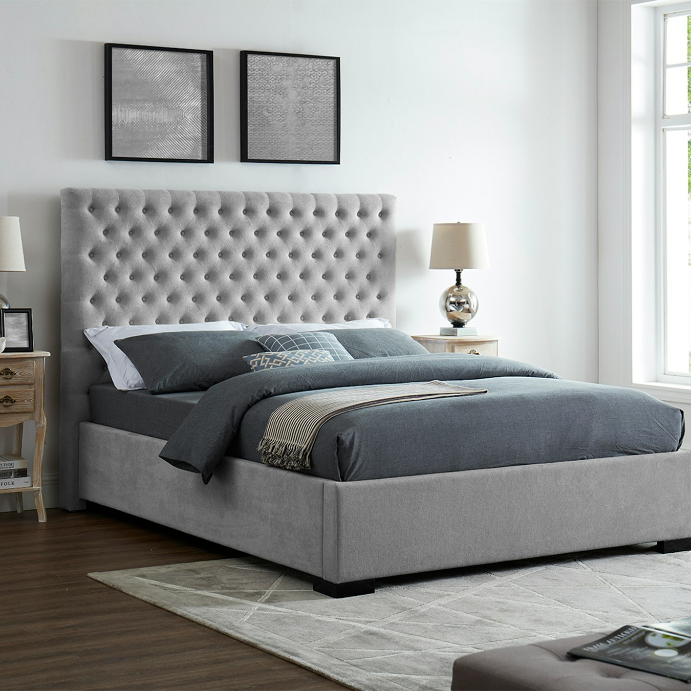Cavendish Chenille Bed - Beige by G.M Furniture