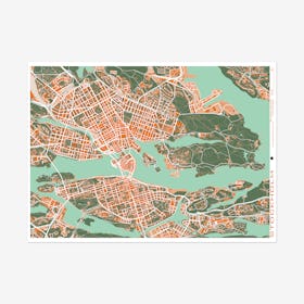 Estocolmo Orange Map Art Print