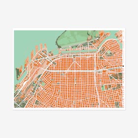 Buenos Aires Orange Map Art Print