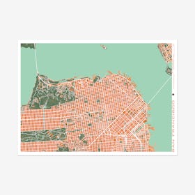 San Francisco Orange Map Art Print