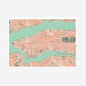 New York Orange Map Art Print