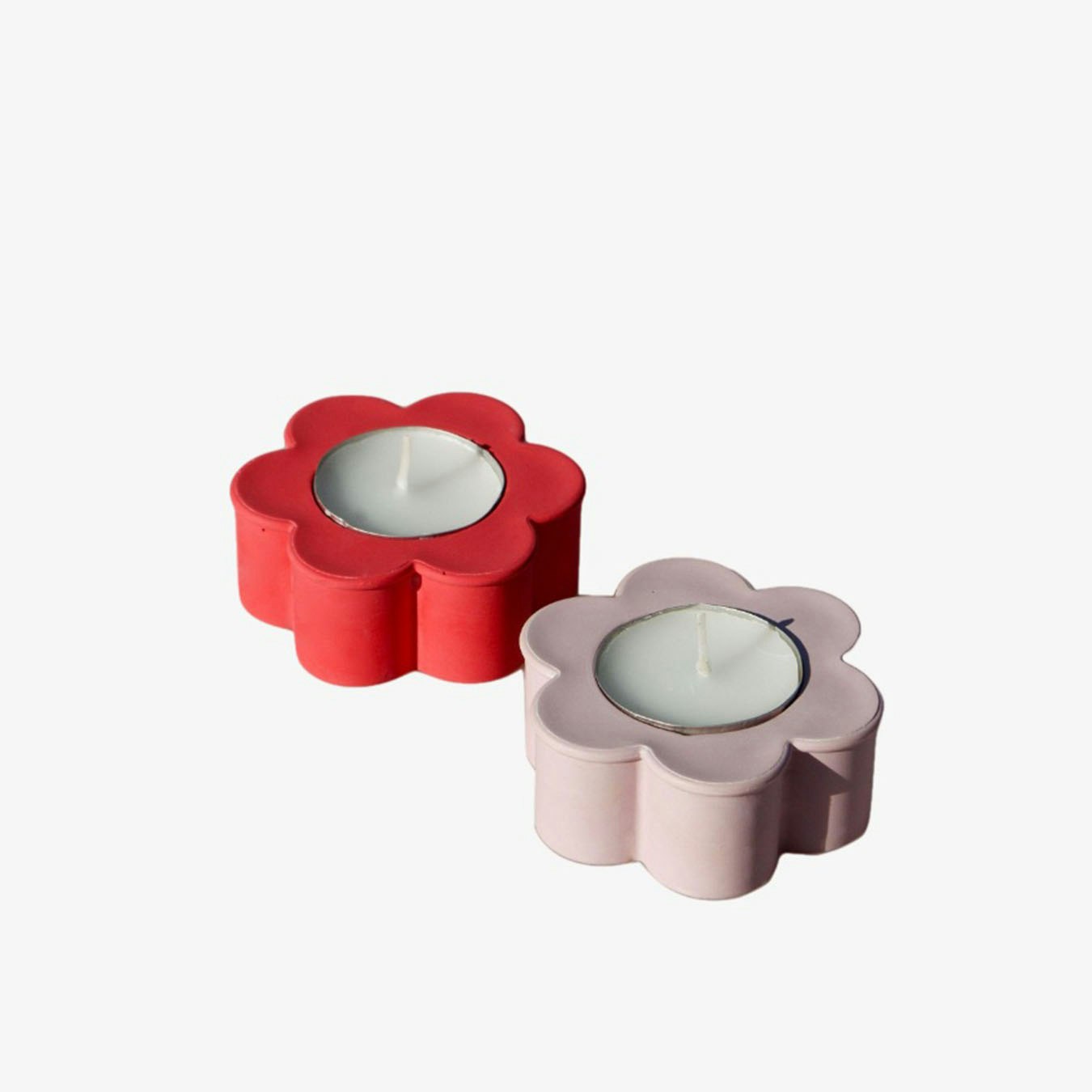 Flower Power Candle Holder - Red / Lilac - Set of 2 by StudioByGeorge