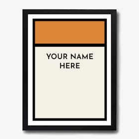 Custom Monopoly Tile Street Name Art Print