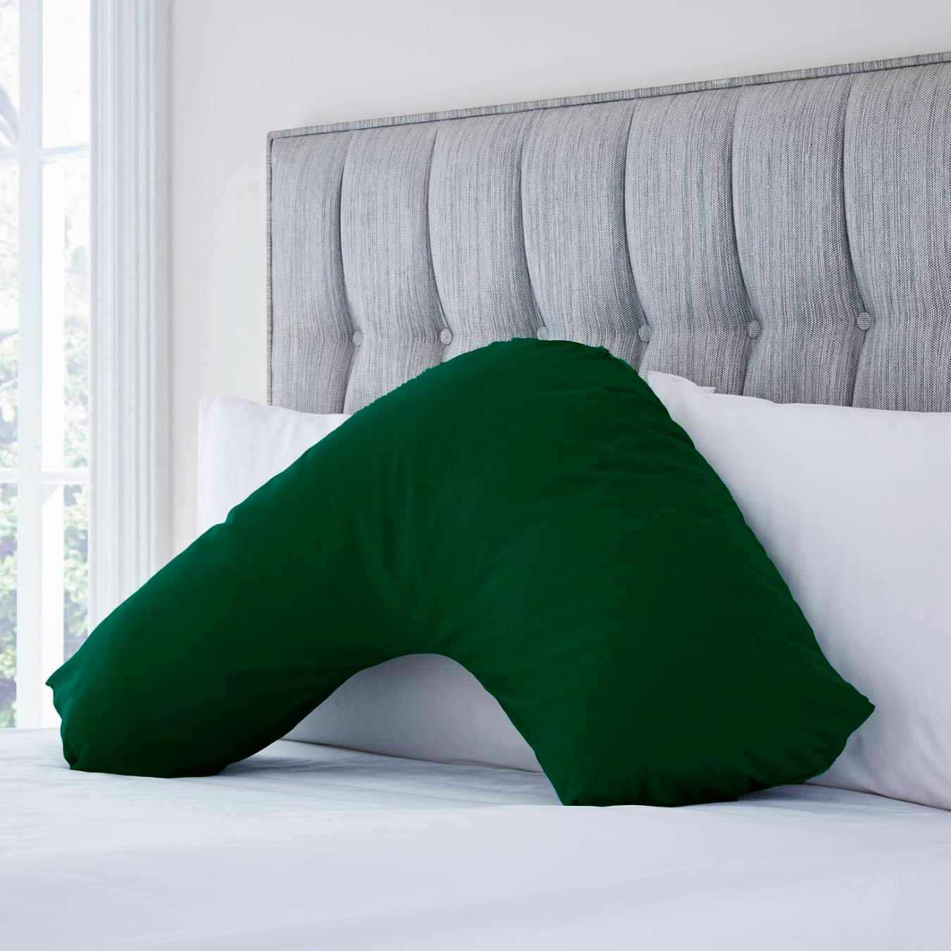 Charlotte Thomas Poetry Plain Dye Polycotton V Shaped Pillowcase - Bottle Green by Charlotte Thomas