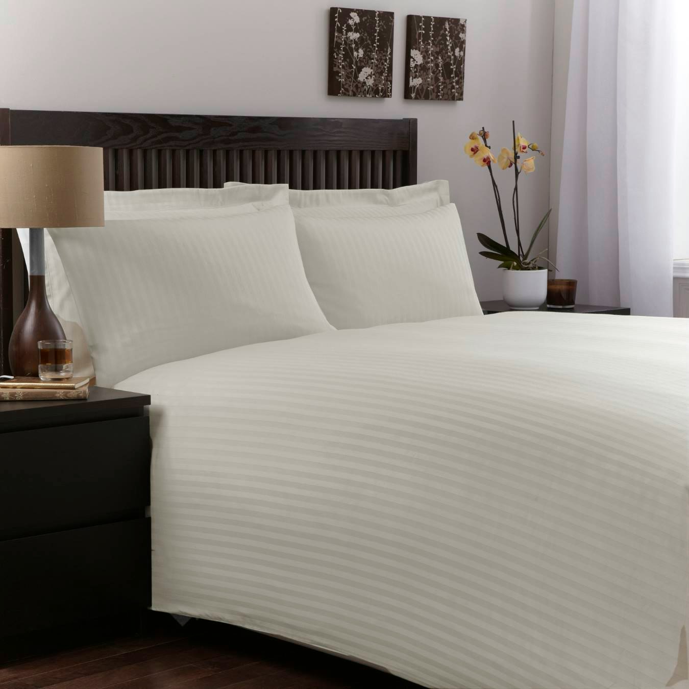 Charlotte Thomas Satin Stripe Duvet Cover Set - Ivory by Charlotte Thomas
