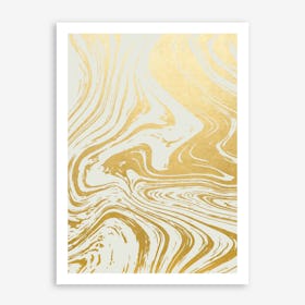 Gold Waves In Art Print