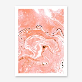 Coral Blush Marble Art Print