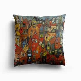 Rote Stadt Canvas Cushion