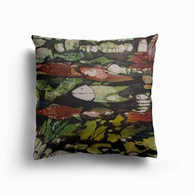 Fische Grün Canvas Cushion