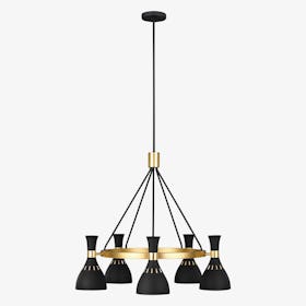 Joan 5 Light Chandelier - Midnight Black & Burnished Brass