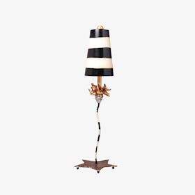 La Fleur 1 Light Table Lamp - Gold Leaf With Black & Taupe Stripes