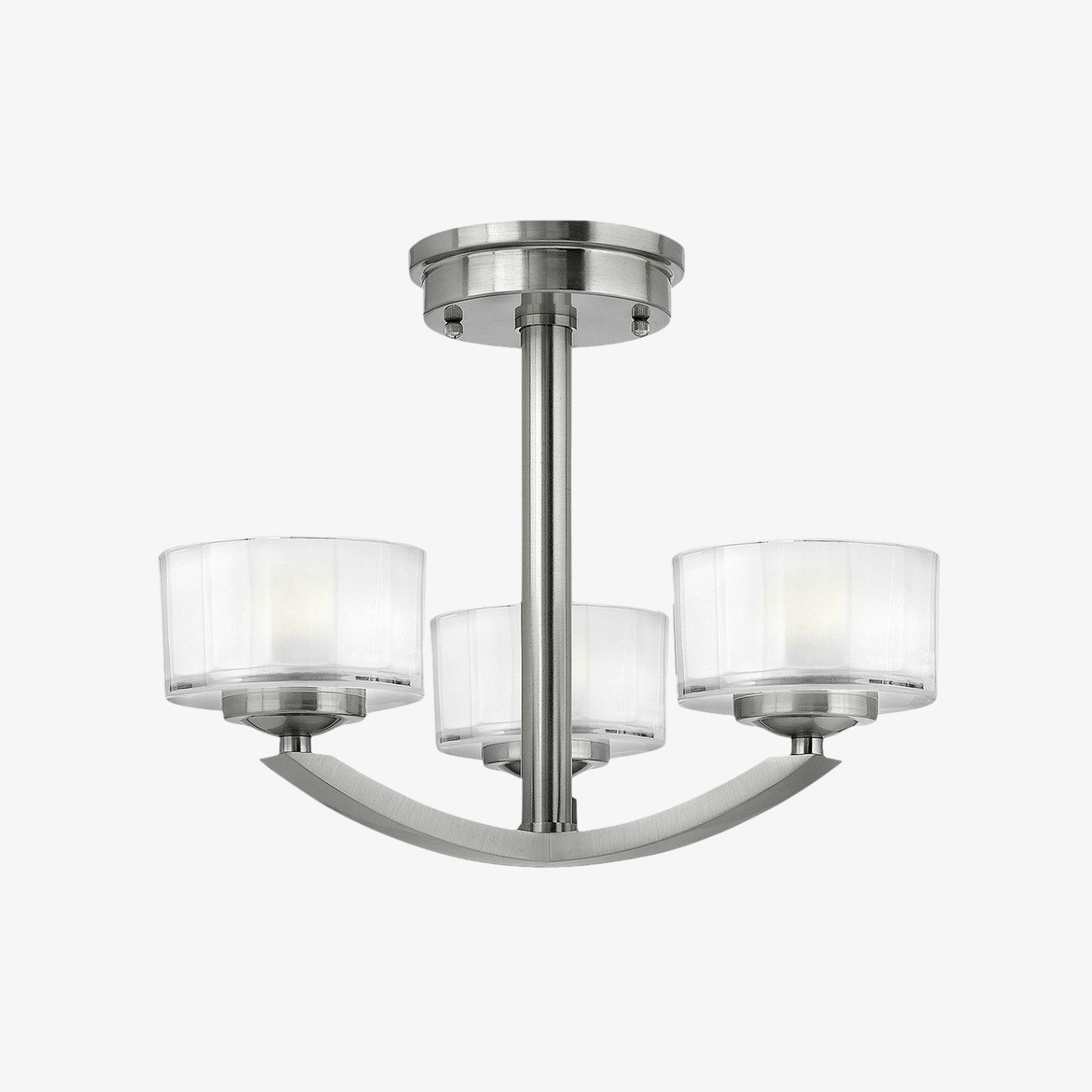 Meridian 3-Light Semi-Flush - Brushed Nickel by Elstead Lighting