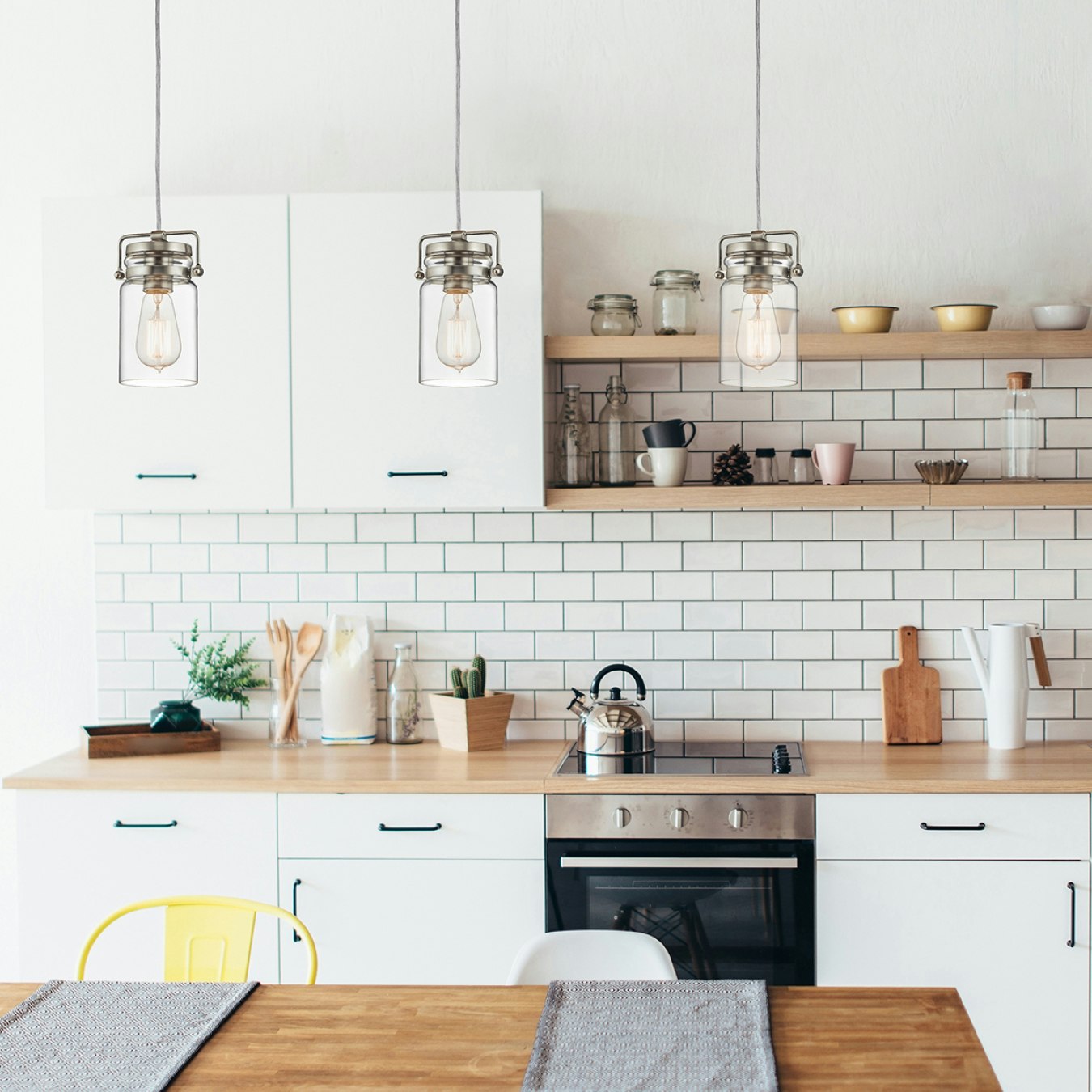 Brinley 1 Light Mini Pendant - Brushed Nickel by Elstead Lighting