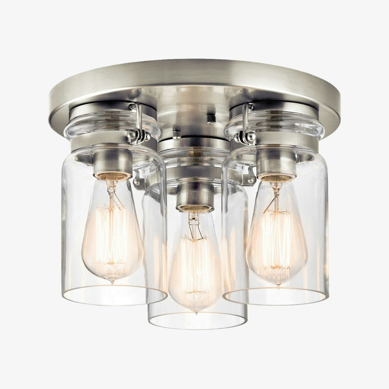 Brinley 3 Light Flush Mount - Brushed Nickel by Elstead Lighting
