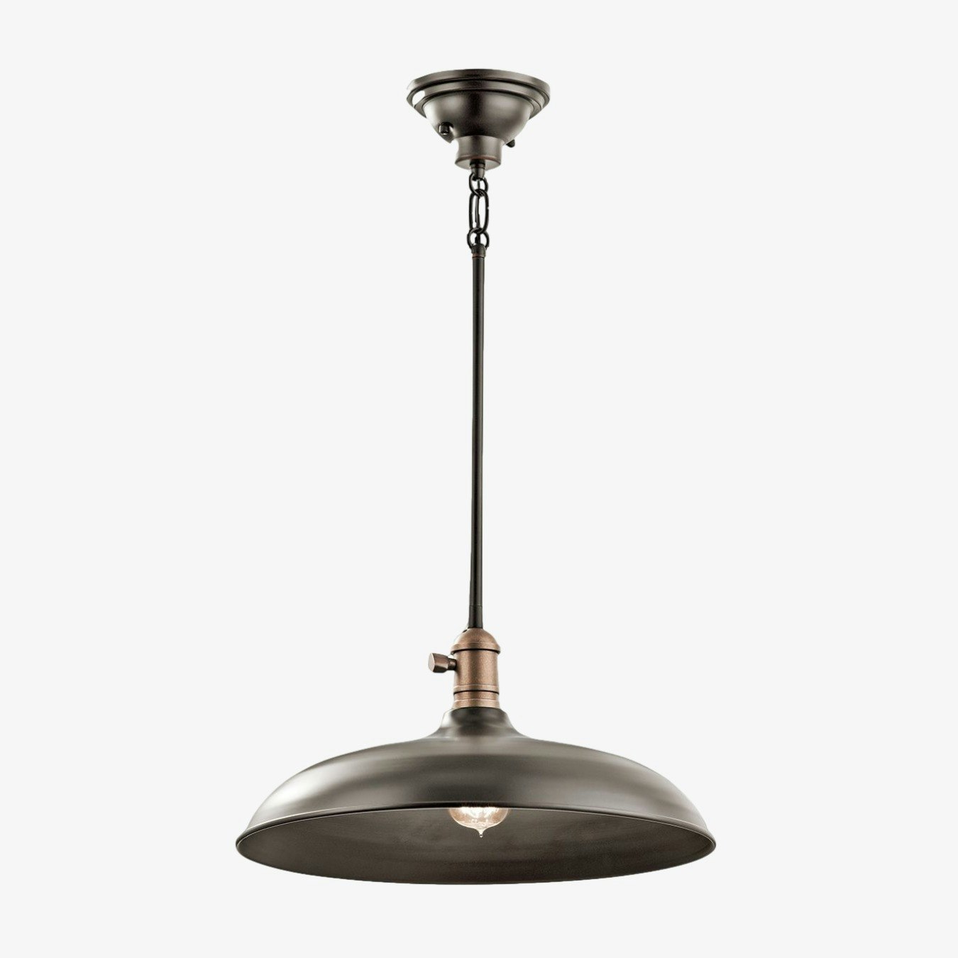 Cobson 1 Light Pendant/Semi Flush - Olde Bronze / Natural Brass by Elstead Lighting
