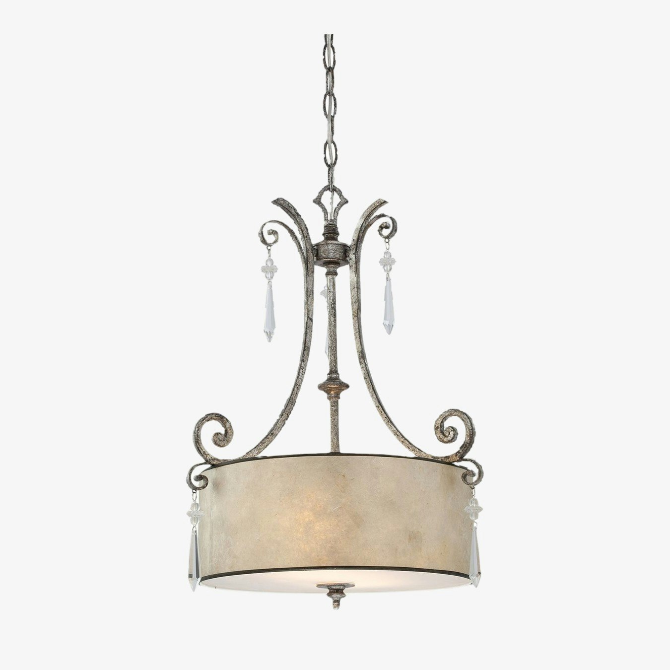 Kendra 2 Light Pendant Light - Mottled Silver by Elstead Lighting