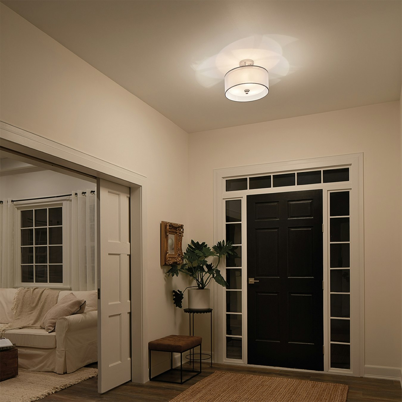 Lacey 3 Light Semi-Flush Mount - Antique Pewter by Elstead Lighting