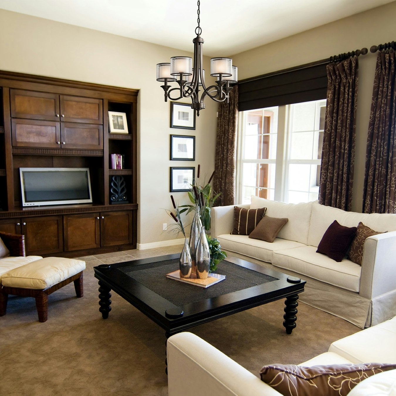 Lacey 5 Light Chandelier - Mission Bronze by Elstead Lighting