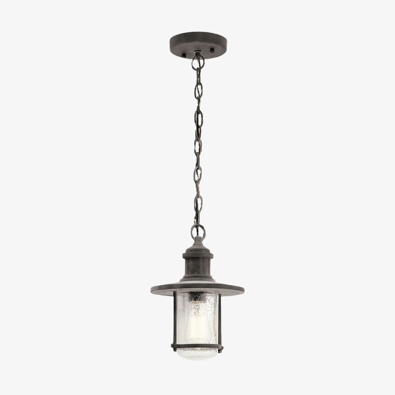 Riverwood 8" Chain Lantern - Weathered Zinc by Elstead Lighting