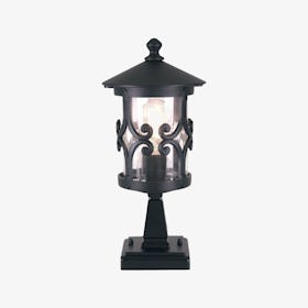 Hereford 1-Light Pedestal Lantern - Black / Glass