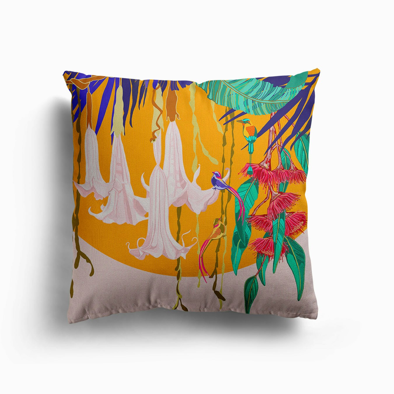 Tropical Canopy And Orange Sun Canvas Cuscino