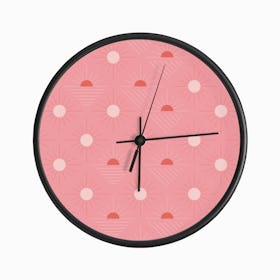 Geometric Pattern With Light Pink And Orange Sunshine On Pink Clock