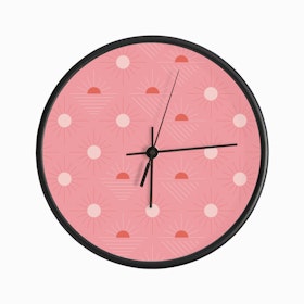 Geometric Pattern With Light Pink And Orange Sunshine On Pink Clock