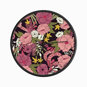 Flower And Floral Pattern With Pink And Green Decoration Clock