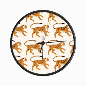 Tiger Pattern On White Clock