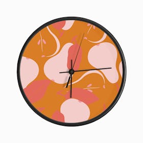Pattern With Bright Pink Pears Clock