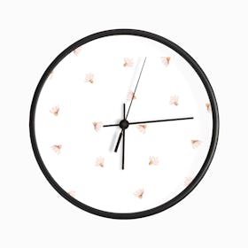 Small Daisies Pattern On White Clock