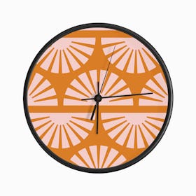 Geometric Pattern Pink And Orange Sunrise Clock