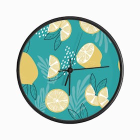 Lemon Pattern With Floral Decoration Clock