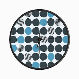 Polka Dot Pattern With Blue Dots On Light Blue Clock