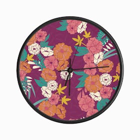 Flowers And Floral Pattern Clock