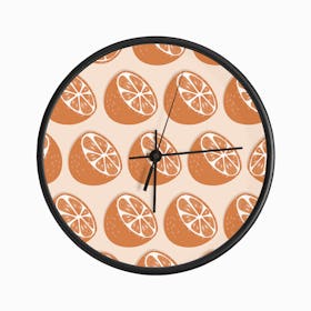 Orange Pattern On Pastel Orange Clock