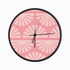 Geometric Pattern With Light Suns On Vibrant Pink Clock