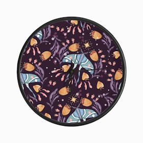 Night Blue Moth On Floral Purple Background And Decoration Pattern Clock