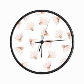 Big Daisies Pattern On White Clock