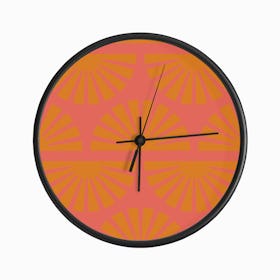 Geometric Pattern Vibrant Orange Sunrise Clock