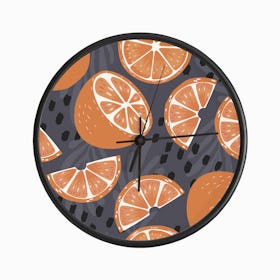 Orange Pattern With Decoration On Purple Clock