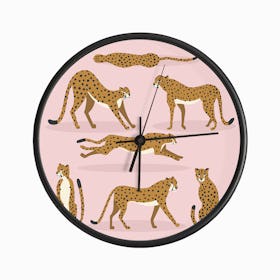 Cheetahs On Pink Clock