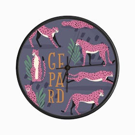 Pink Cheetahs With Florals Clock